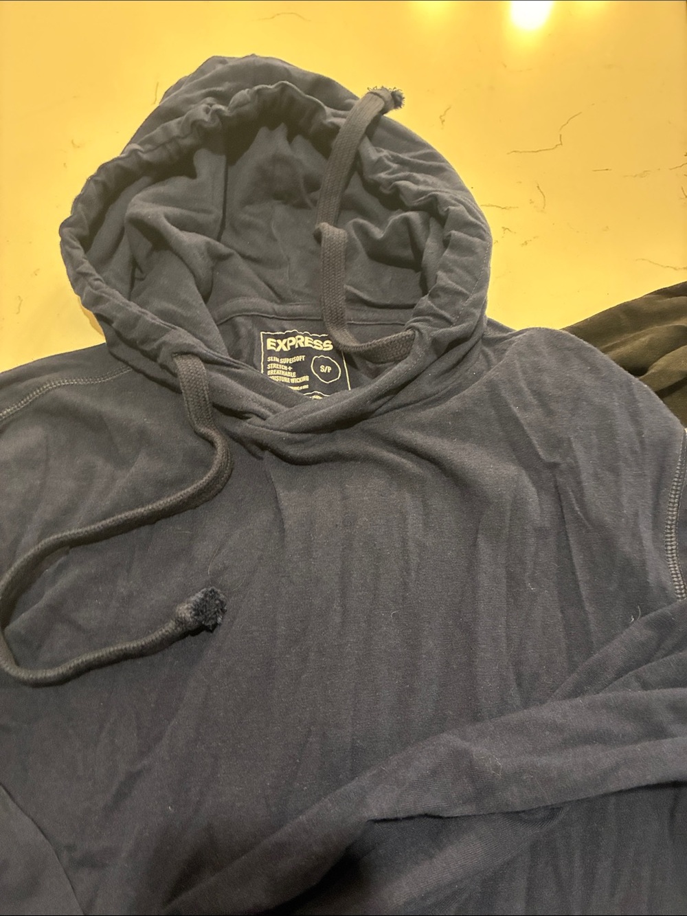 Express Men's Dark Navy Hooded Long-Sleeve Pullover